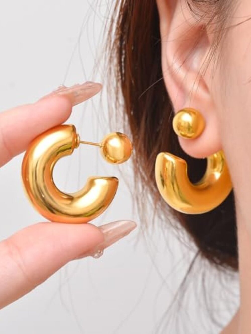 Chunkyā Gold Earrings for Women Trendy 14K Thick Gold Hoop Earrings